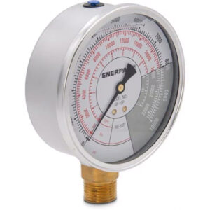 MANOMETRO DE FUERZA Y PRESION HID. Ø ESFERA 4″, P/CILINDROS DE 10 TON.