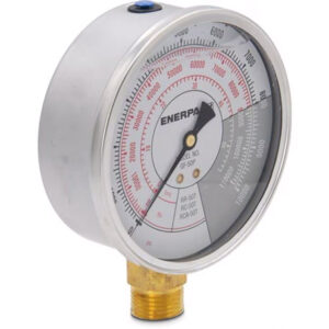 MANOMETRO DE FUERZA Y PRESION HID. Ø ESFERA 4″, P/CILINDROS DE 50 TON.